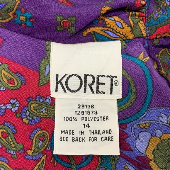 Vintage 90s Koret Paisley Print Secretary Blouse Sz 14 - Picture 8 of 16